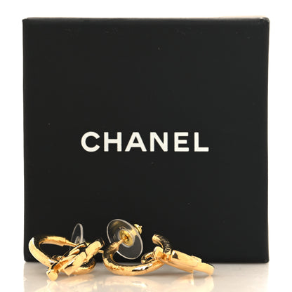 Chanel CC Hoop Drop Earrings Gold 5 of 5