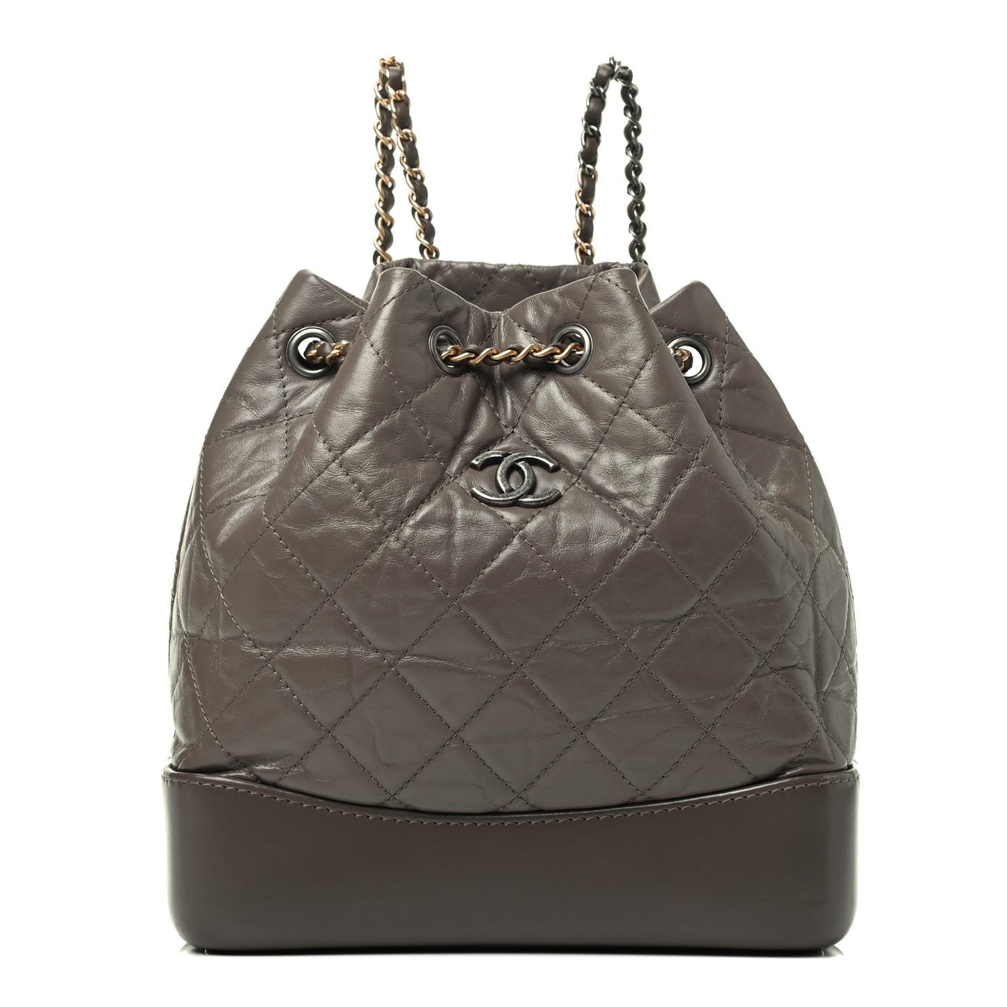 Aged Calfskin Quilted Small Gabrielle Backpack Grey