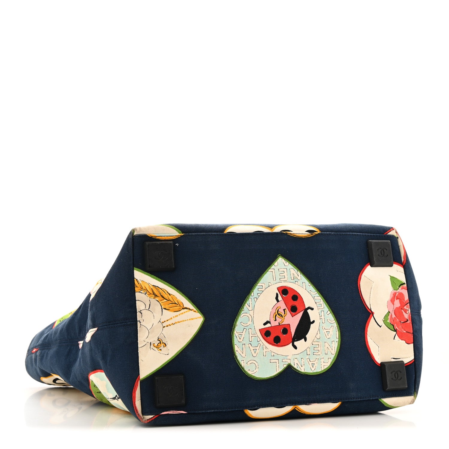 Chanel Canvas Coco Hearts Print Tote Blue 4 of 14