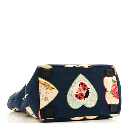 Chanel Canvas Coco Hearts Print Tote Blue 4 of 14