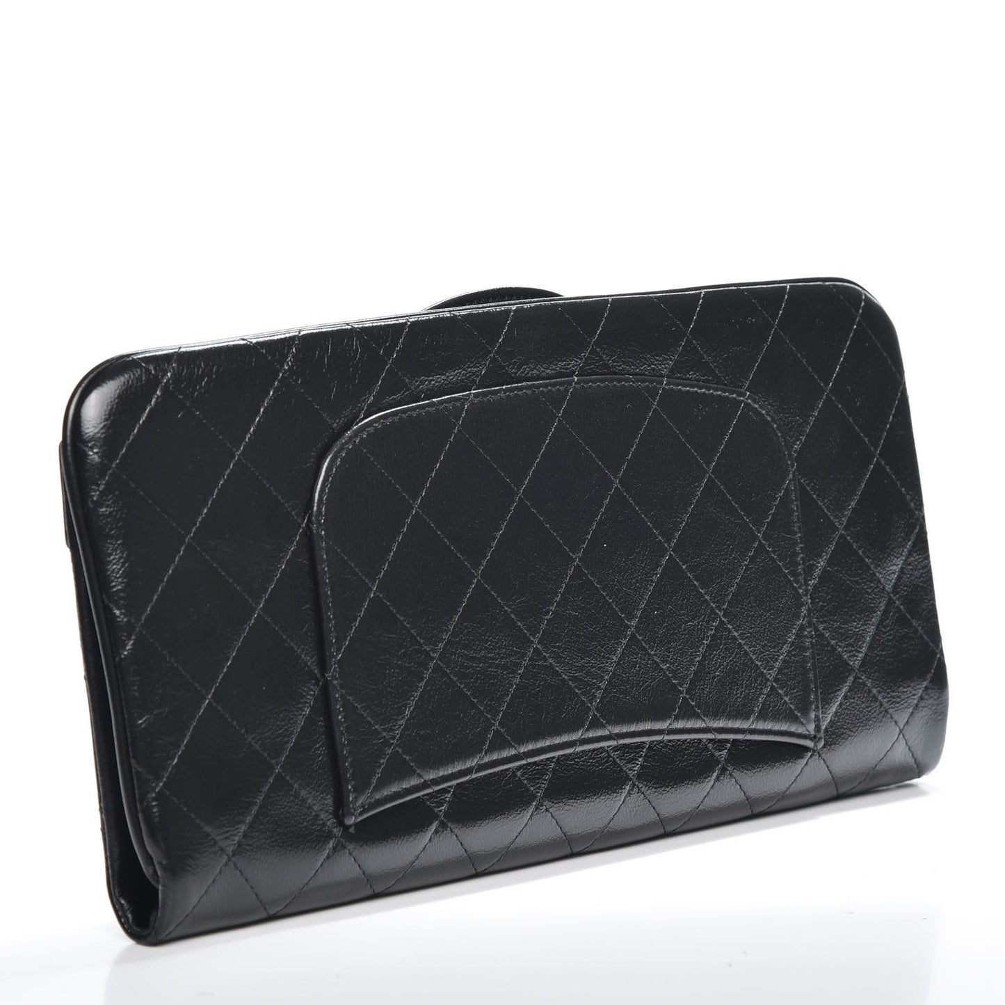 Shiny Crumpled Calfskin Large 31 Pouch Black