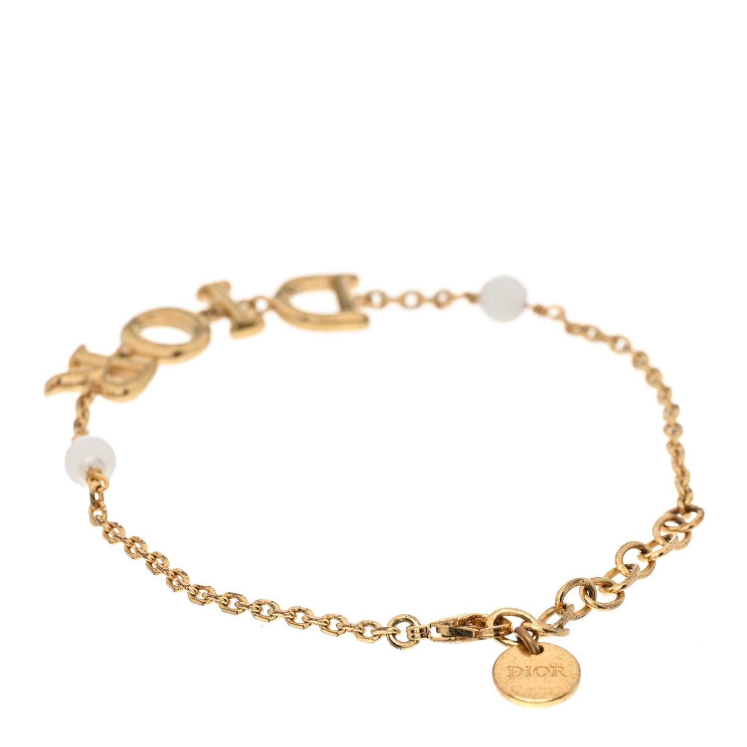 Christian Dior Metal Crystal Pearl Dio(r)evolution Bracelet Gold 3 of 4