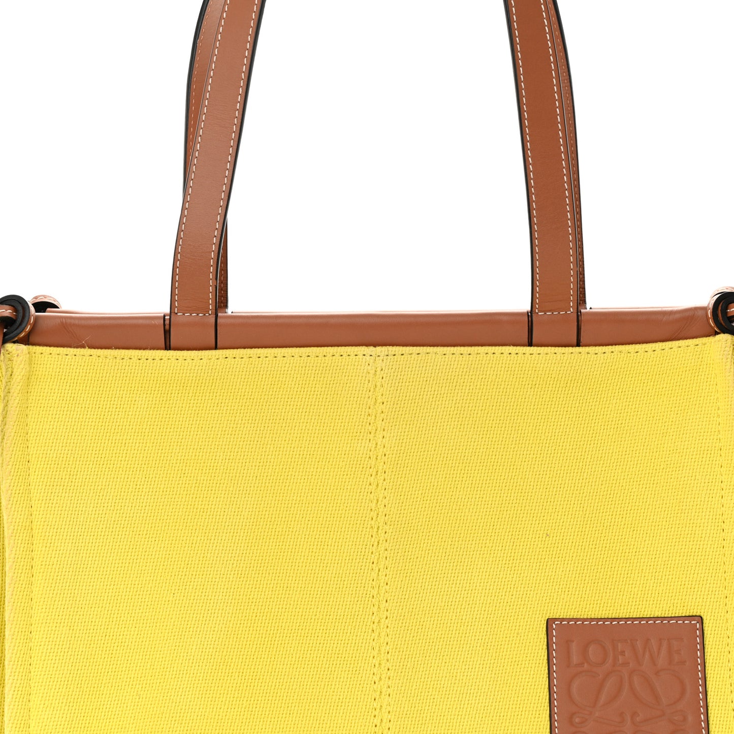 Canvas Calfskin Cushion Tote Yellow