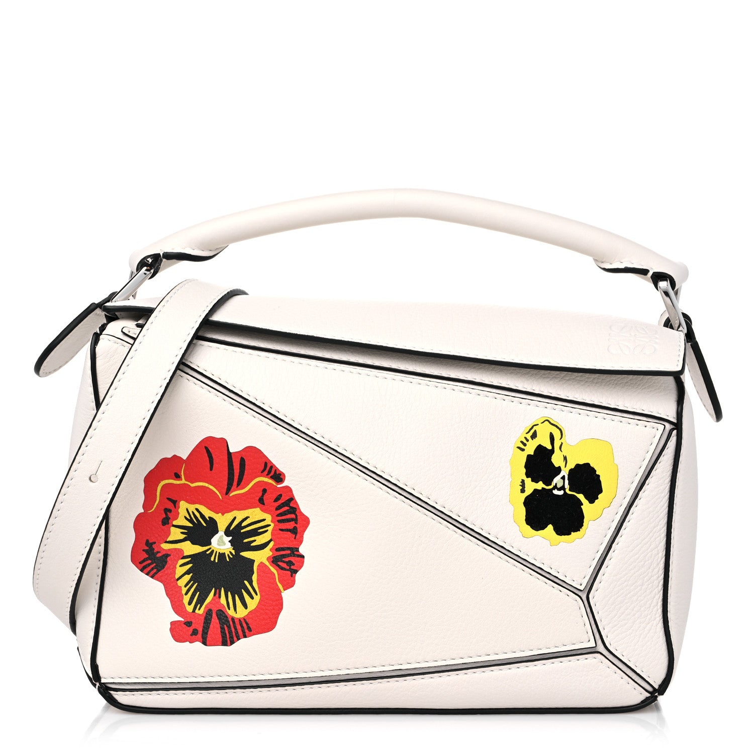 Loewe Calfskin Small Pansies Print Puzzle Bag Soft White 1 of 9