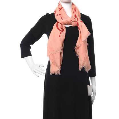 Gucci Modal Silk GG Writers Shawl Roseate Red 2 of 5