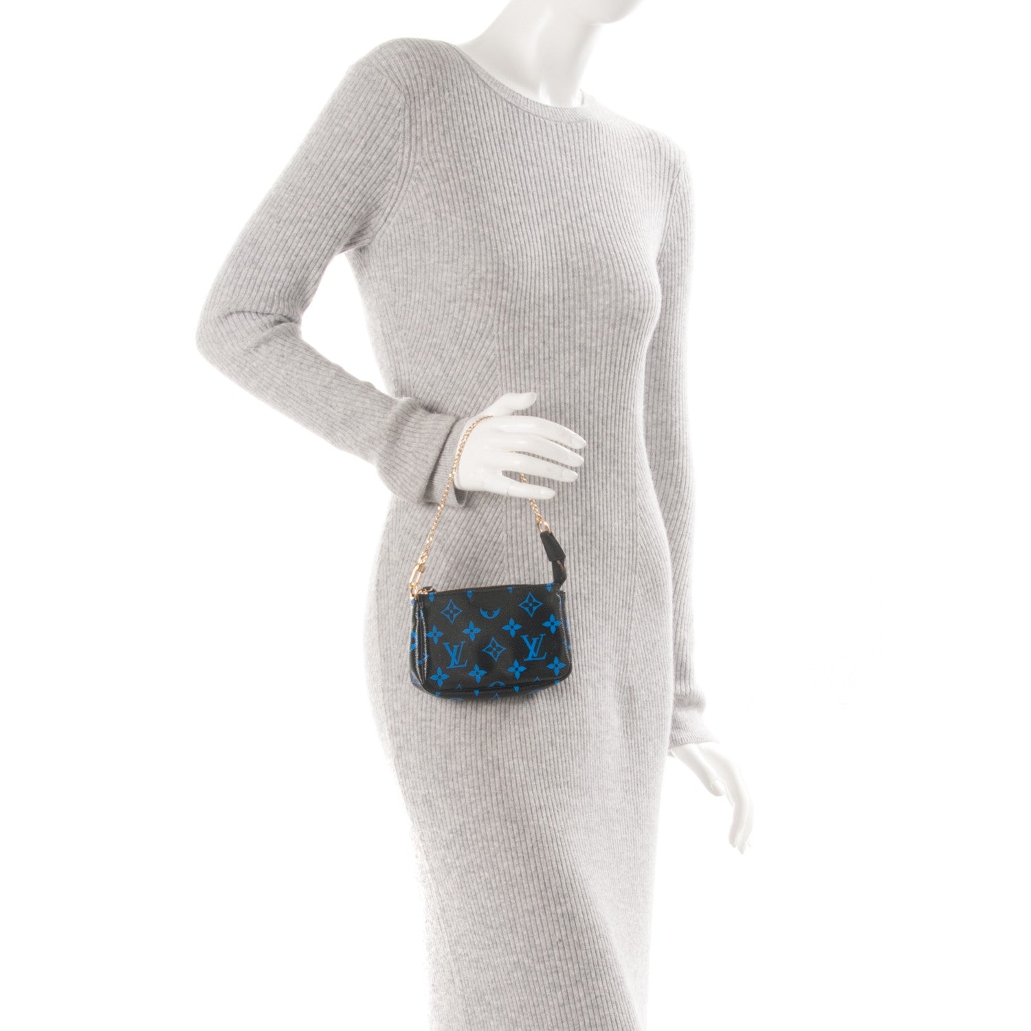 Louis Vuitton Colored Monogram Mini Pochette Accessories Blue Black 2 of 7