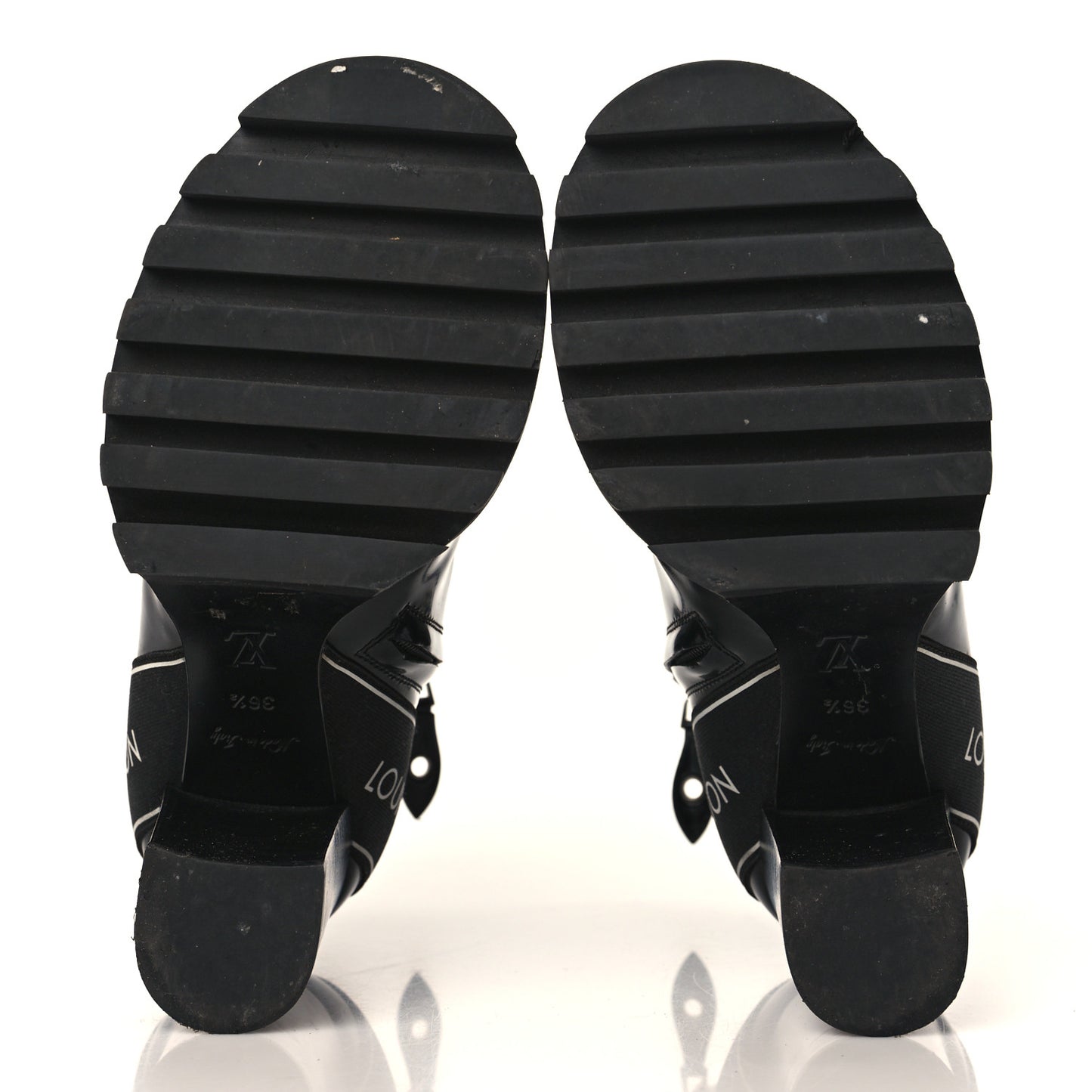 Glazed Calfskin Star Trail Ankle Boots 36.5 Black