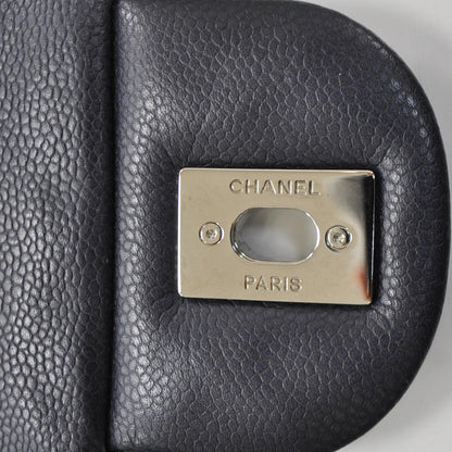 Chanel Washed Caviar Maxi Flap Navy Blue SHW 10 of 10