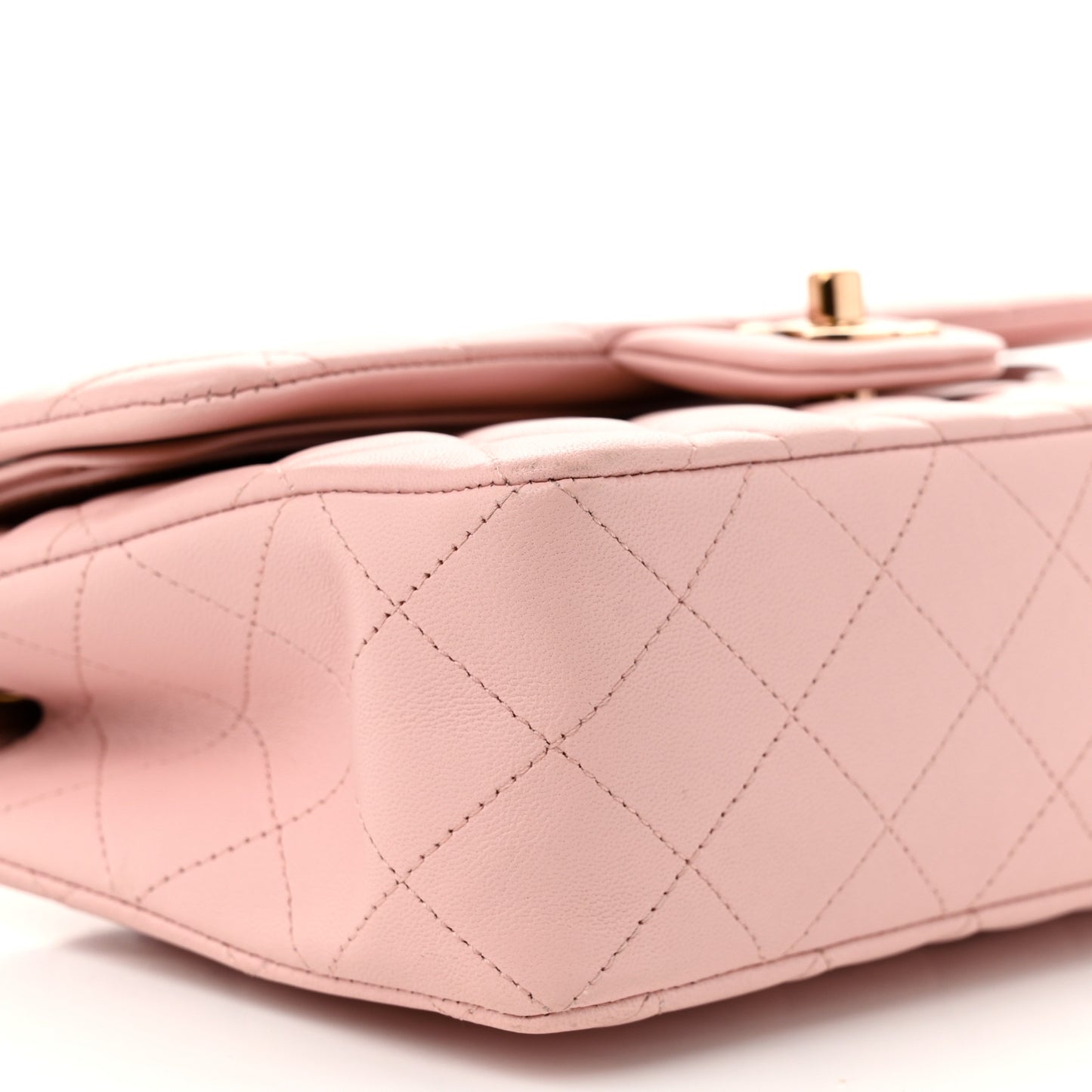 Lambskin Quilted Small Double Flap Light Pink