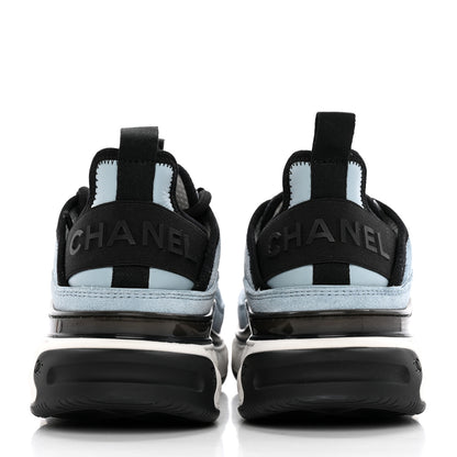 Chanel Suede Calfskin Nylon Grosgrain CC Sneakers 36 Light Blue 4 of 11