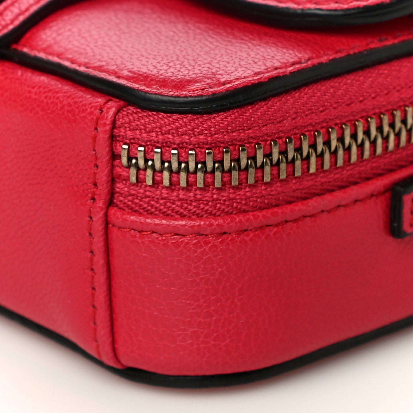 Goatskin Mini Saddle Shoulder Strap Pouch Red