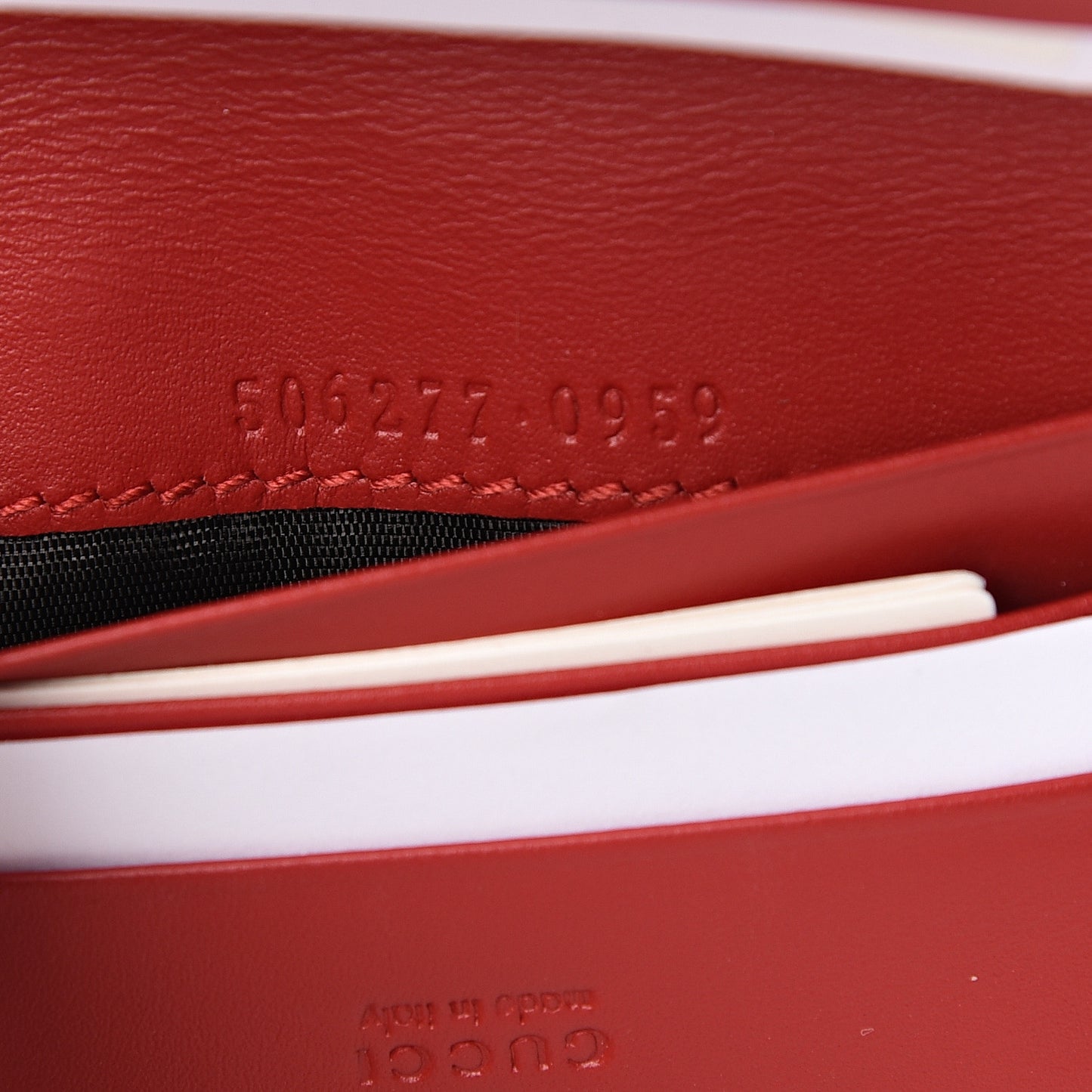 GG Supreme Monogram Bosco Patch Card Case Wallet Beige Malva Hibiscus Red