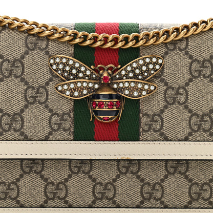 Gucci GG Supreme Monogram Web Queen Margaret Chain Wallet White 7 of 10