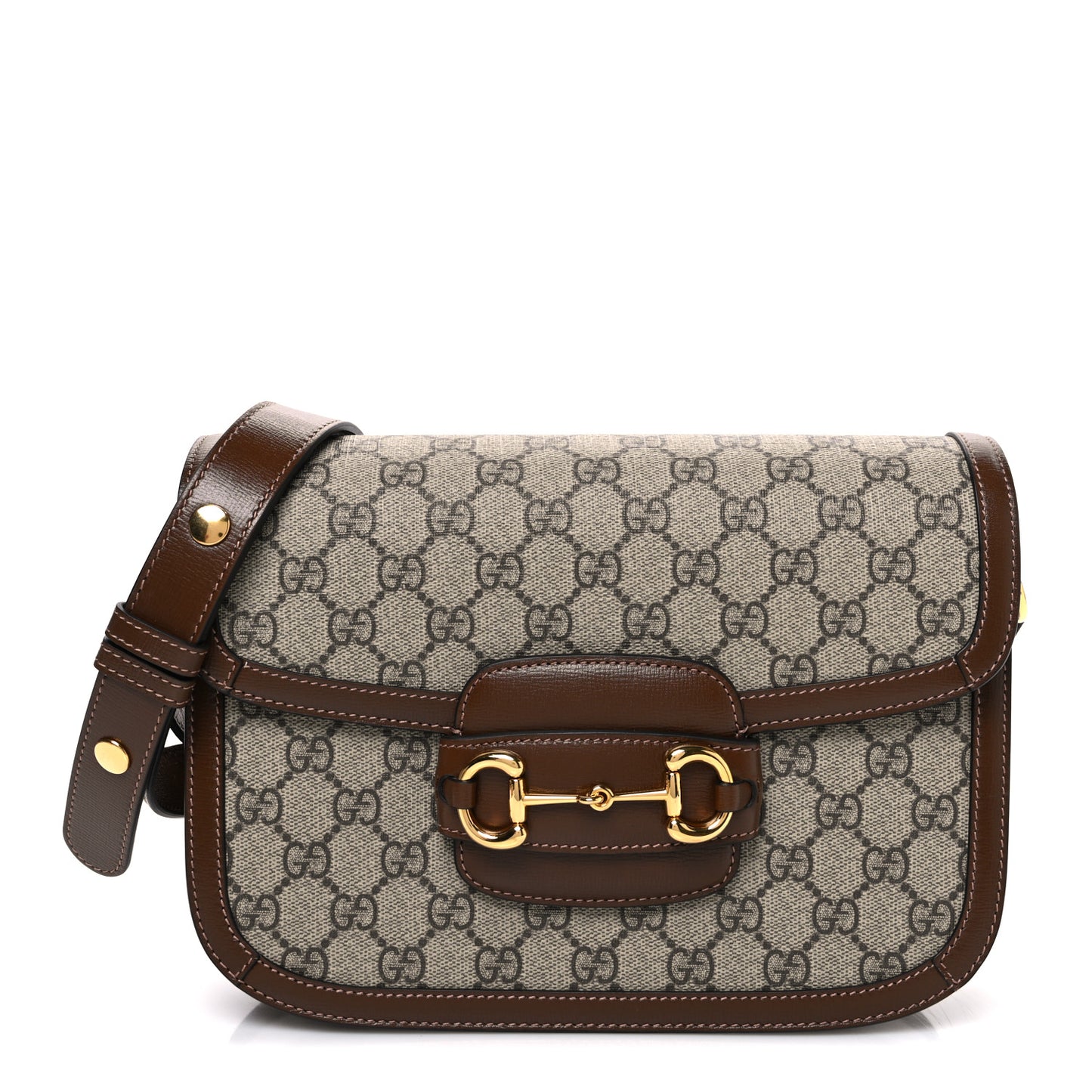 GG Supreme Monogram Horsebit 1955 Shoulder Bag Beige Brown Sugar