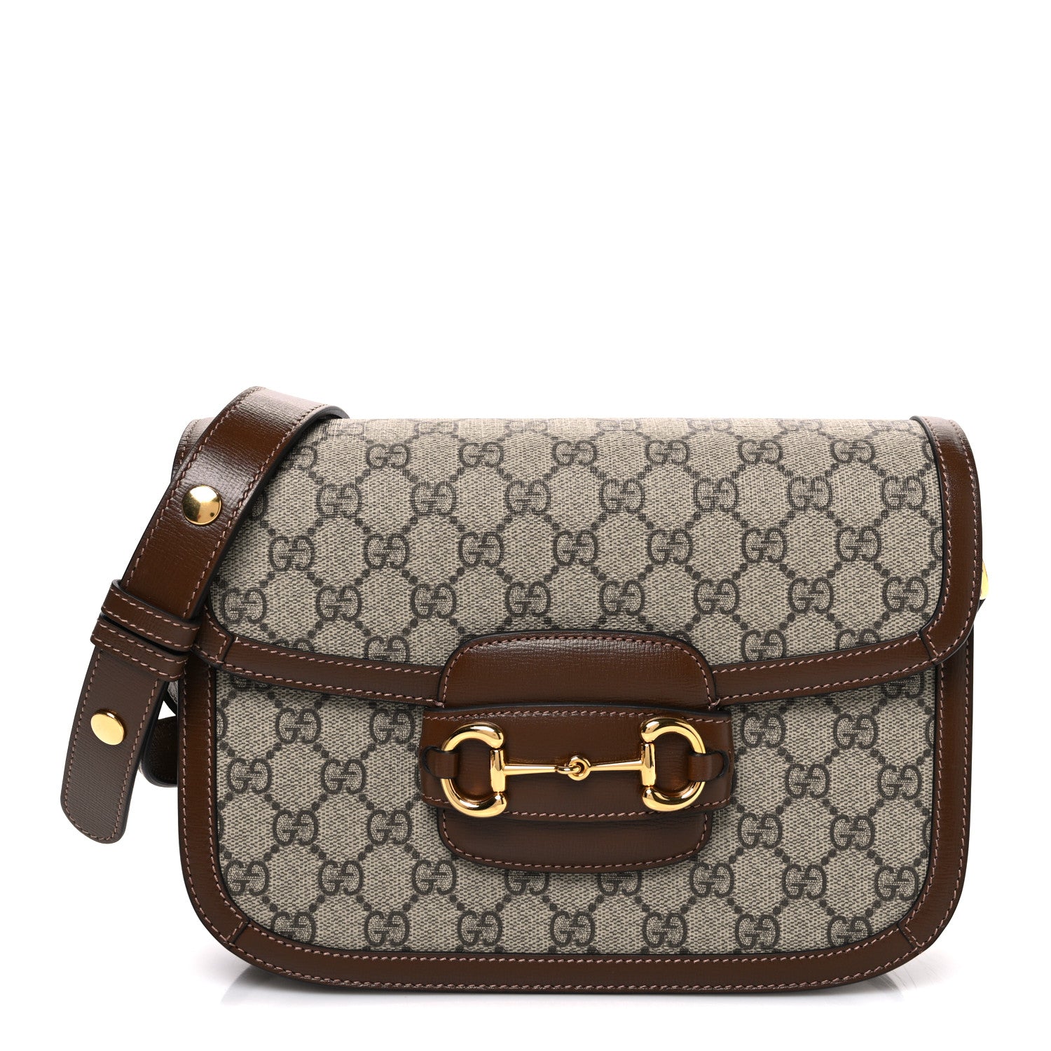 Gucci GG Supreme Monogram Horsebit 1955 Shoulder Bag Beige Brown Sugar 1 of 9
