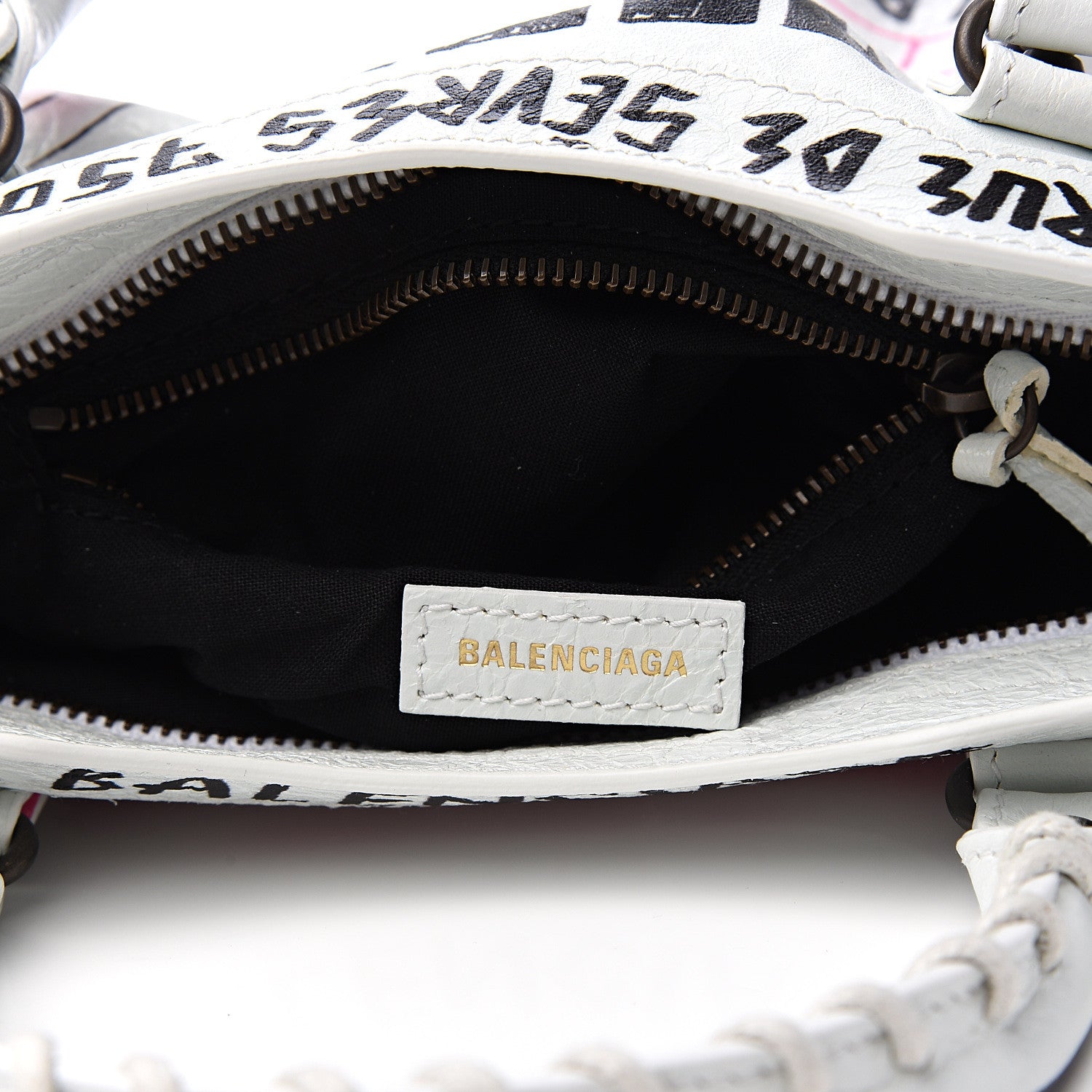 Balenciaga Agneau Graffiti All Over Classic Hardware Mini City White Multicolor 8 of 10
