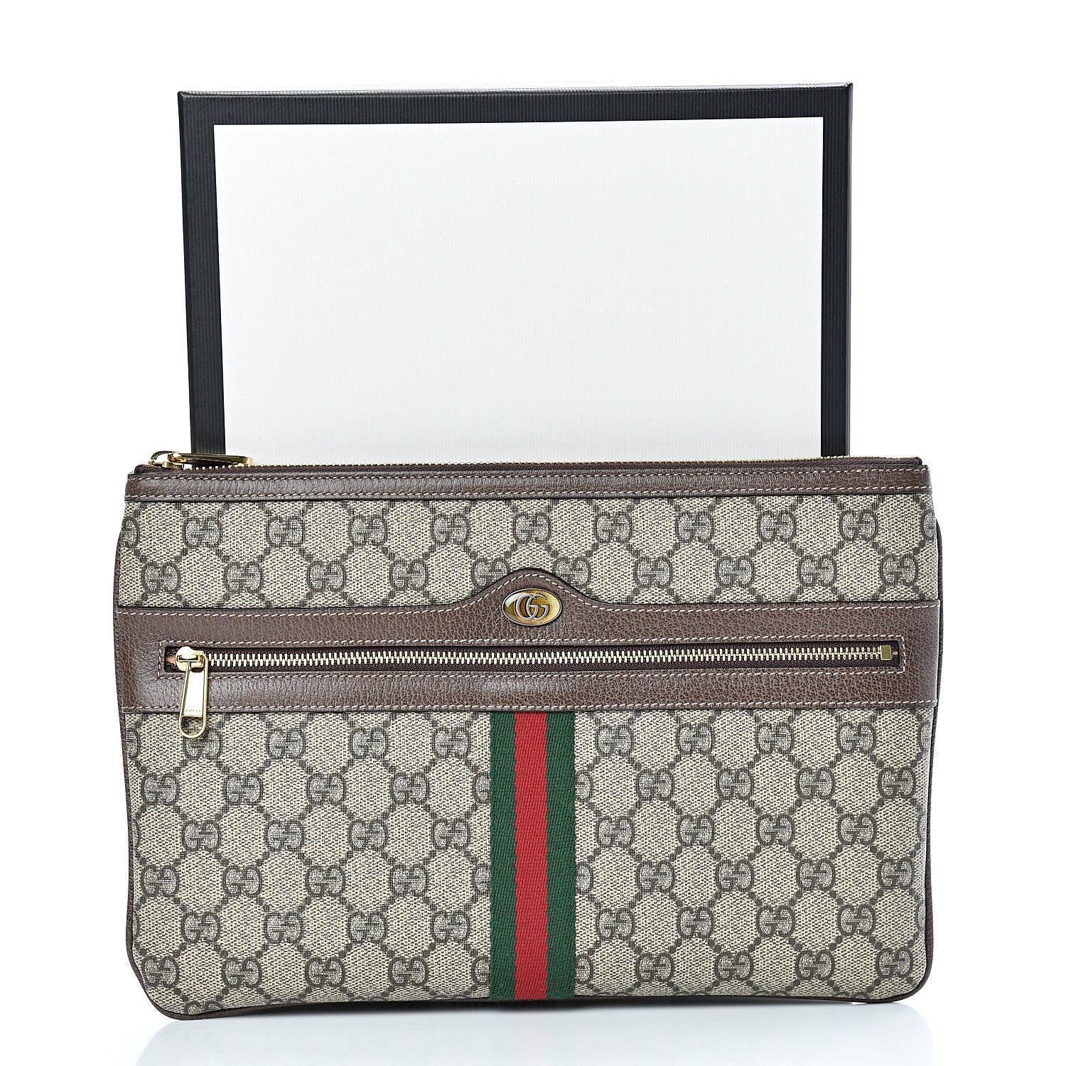 Gucci GG Supreme Monogram Large Ophidia Pouch Clutch Brown 9 of 9