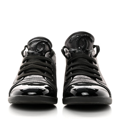 Chanel Lambskin Patent Cap Toe CC Sneakers 36 Black 2 of 18
