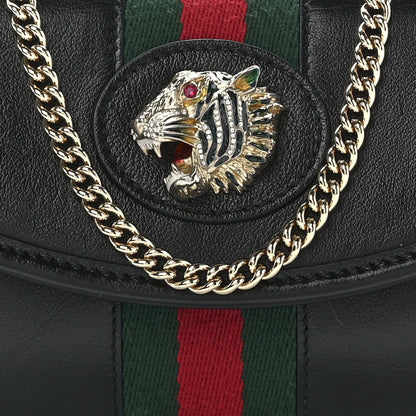 Gucci Textured Calfskin Web Mini Rajah Slim Flap Shoulder Bag Black 8 of 12