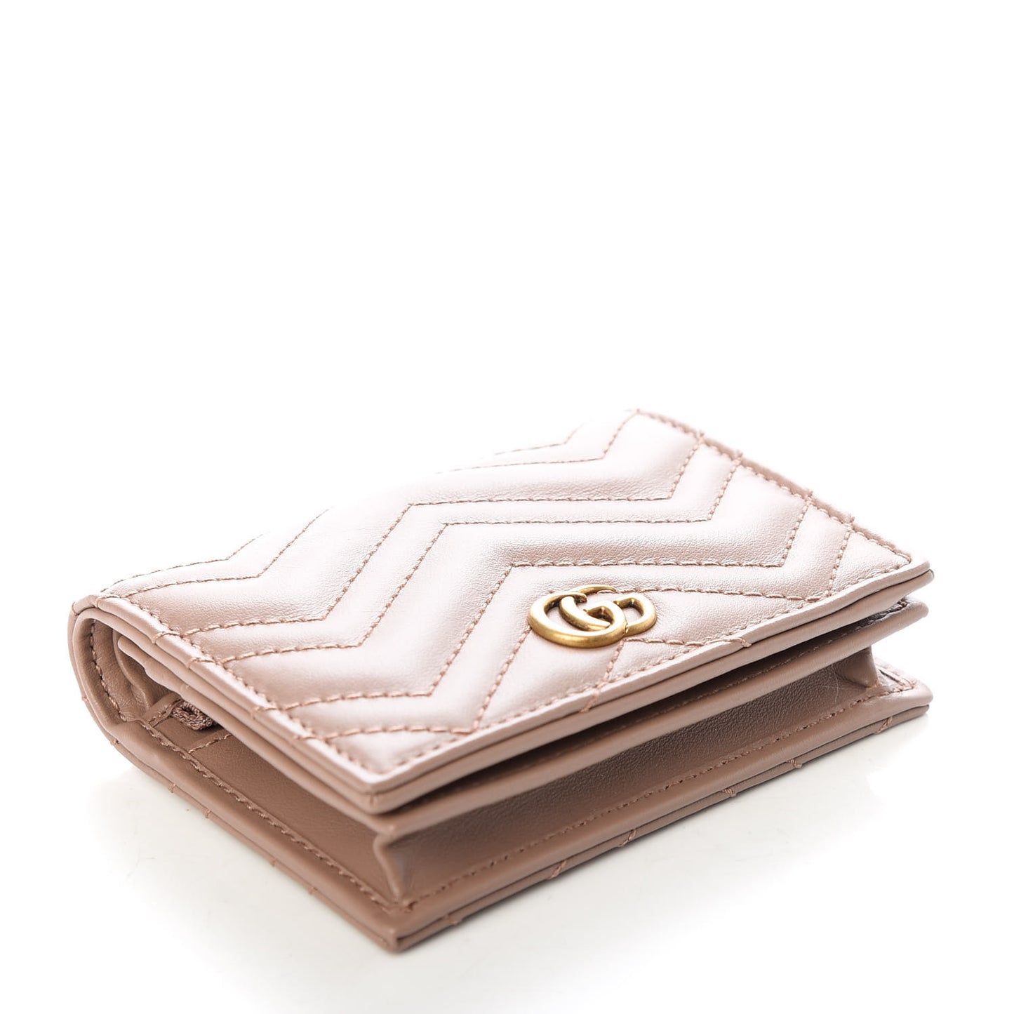 Calfskin Matelasse GG Marmont Card Case Wallet Porcelain Rose