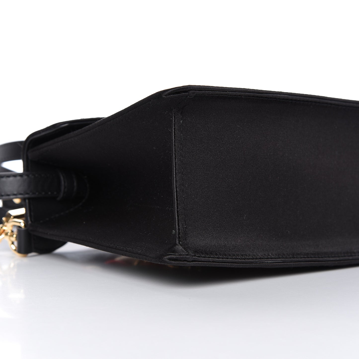 Satin Crystal Mini Sylvie Top Handle Bag Black