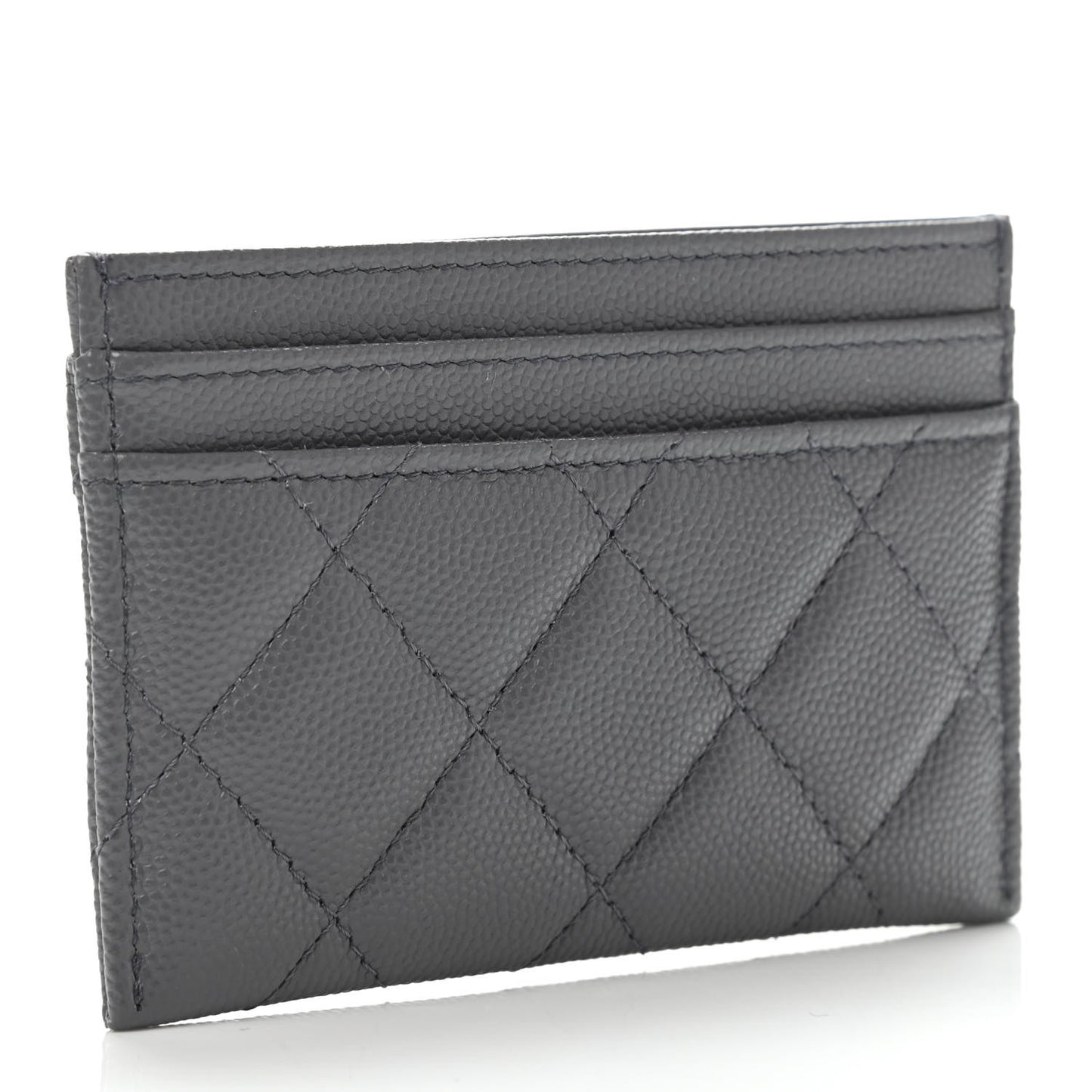 Caviar Quilted French New Wave Card Holder Grey