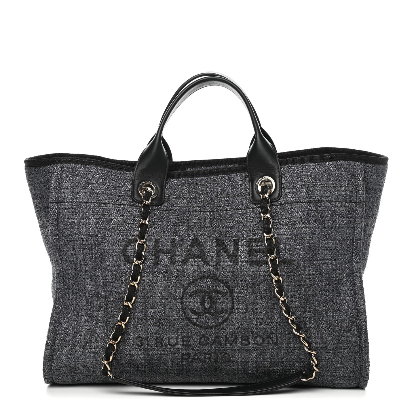 Lurex Boucle Medium Deauville Tote Black