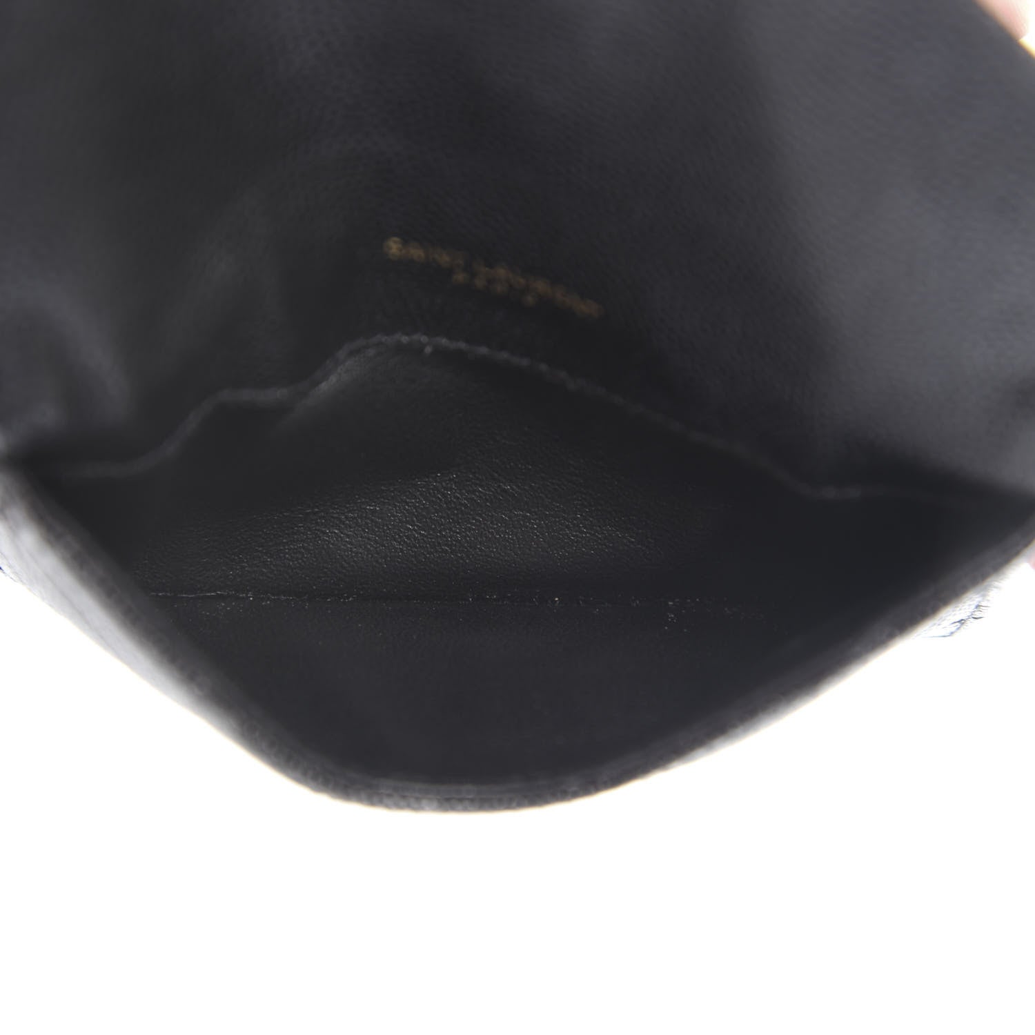 Saint Laurent Grain De Poudre Matelasse Chevron Monogram Compact Wallet Black 5 of 7