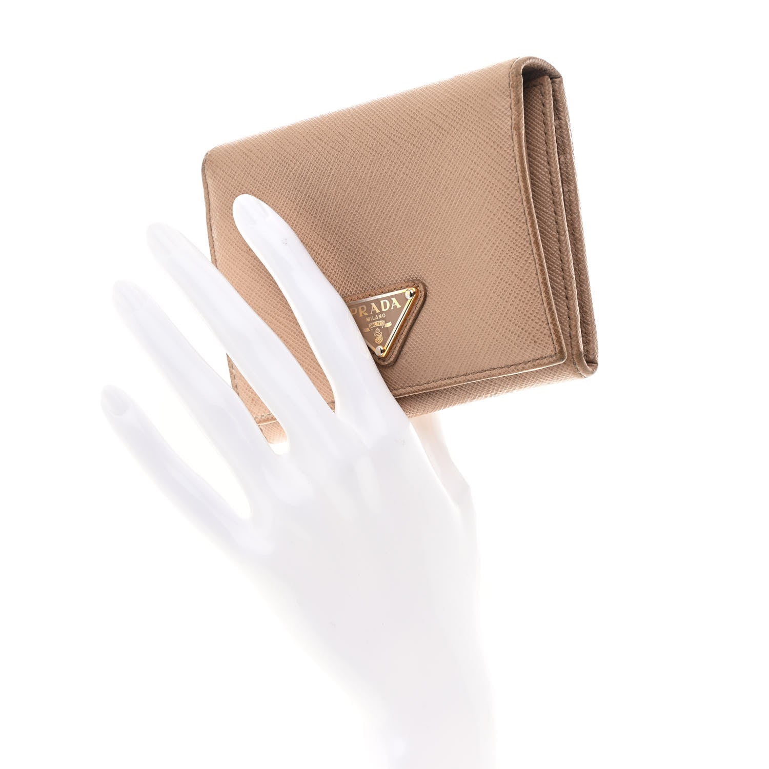 Prada Saffiano Metal Tri-Fold Wallet Cammeo 2 of 8