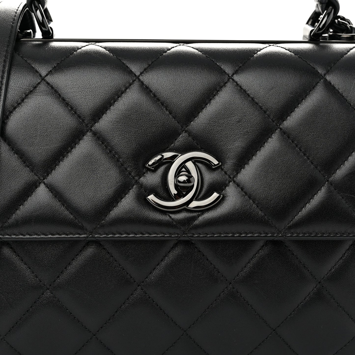 Lambskin Quilted Small Trendy CC Dual Handle Flap Bag So Black