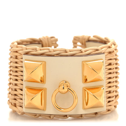 Hermes Wicker Swift Medor Picnic Cuff Bracelet T3 Nata 1 of 7