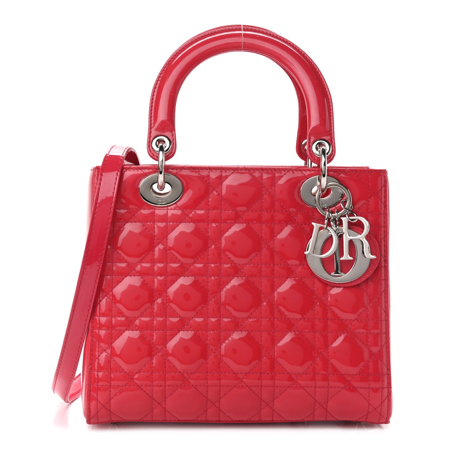 Patent Cannage Medium Lady Dior Fuchsia