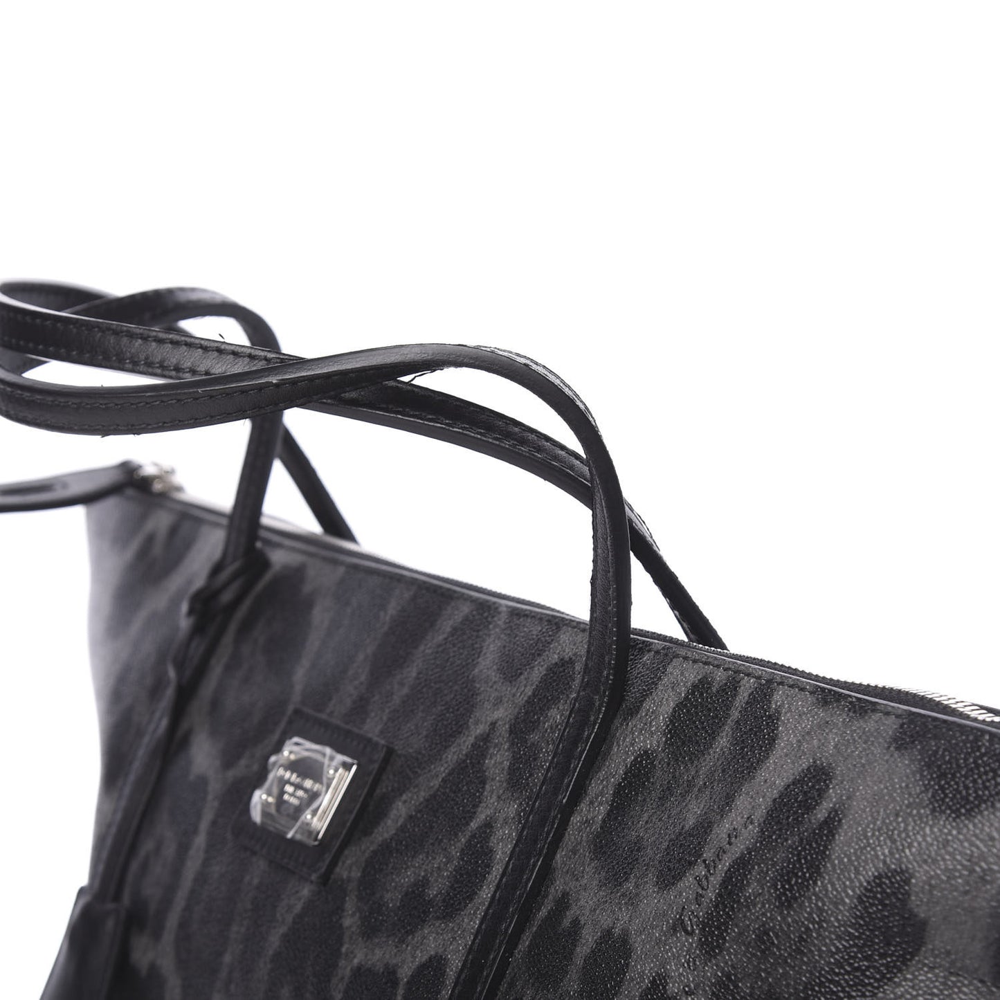 Coated Canvas Leopard Print Miss Escape Tote Grey