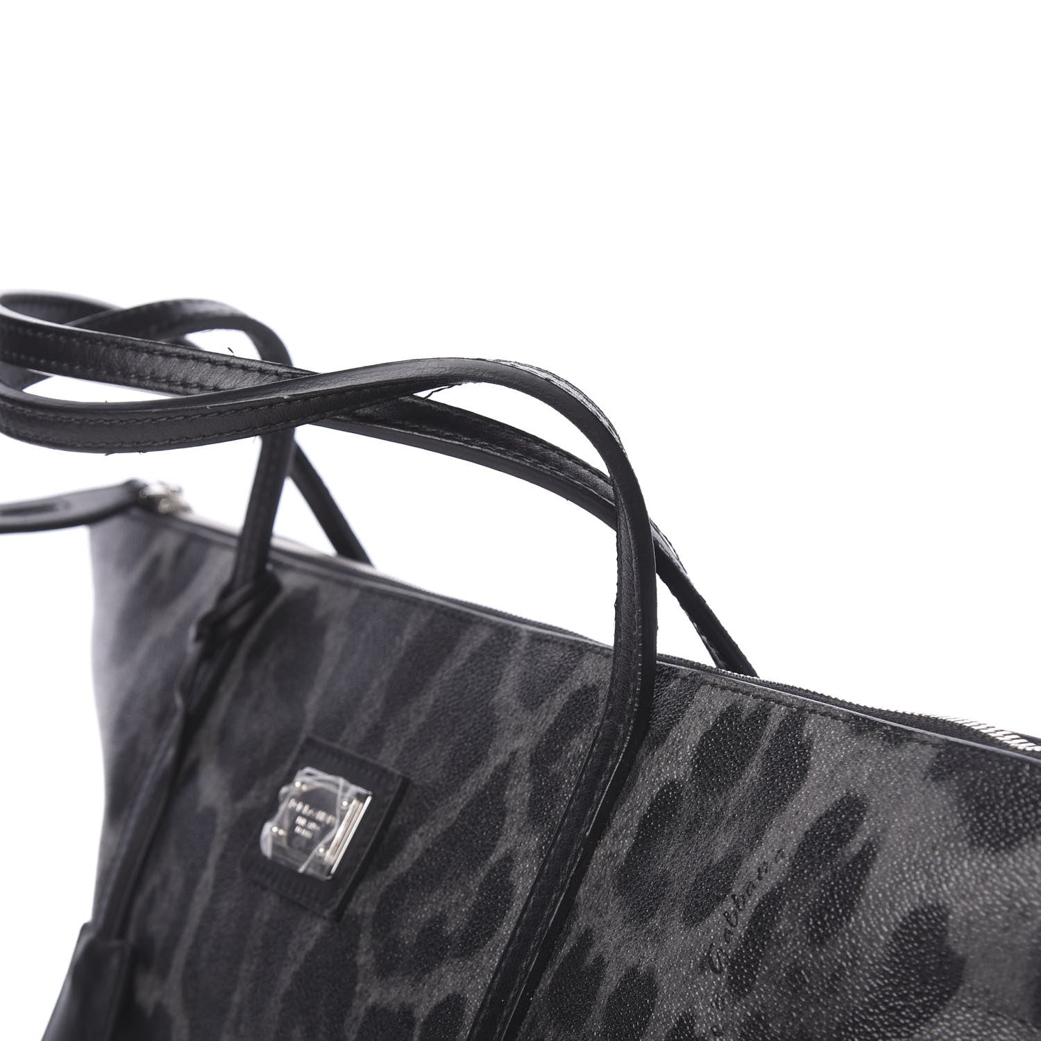 Dolce & Gabbana Coated Canvas Leopard Print Miss Escape Tote Grey 11 of 14