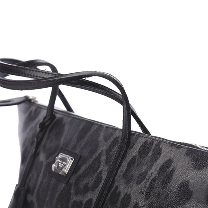 Dolce & Gabbana Coated Canvas Leopard Print Miss Escape Tote Grey 11 of 14