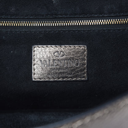 Valentino Garavani Metallic Vitello Medium Glam Lock Rockstud Flap Sasso 6 of 17