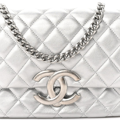 Chanel Metallic Lambskin Quilted Mini Maxi CC Flap Argent 8 of 11