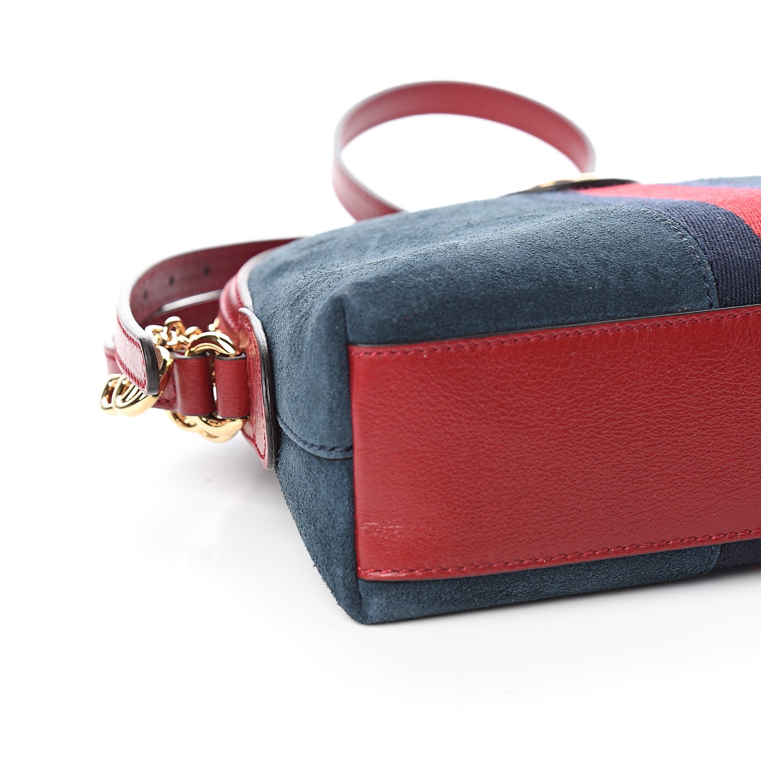 Gucci Suede Calfskin Web Small Ophidia Dome Shoulder Bag New Blue Romantic Cherry 7 of 9