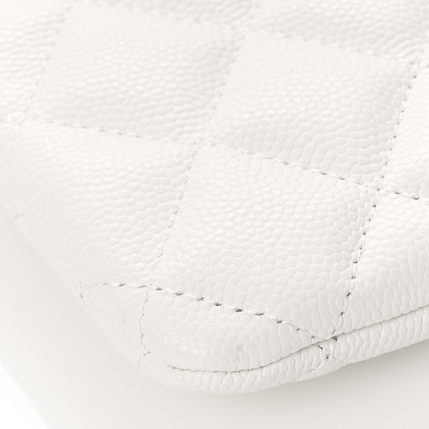 Caviar Quilted Cosmetic Case White