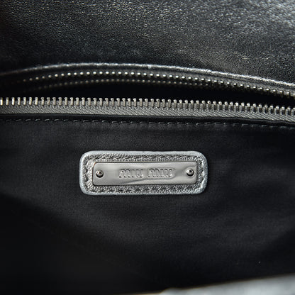 Miu Miu Paillettes Sequin Logo Tote Argento 6 of 6