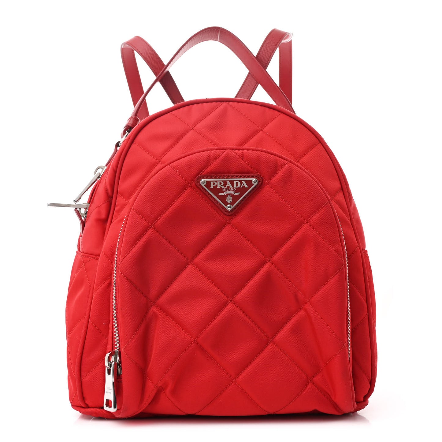 Nylon Tessuto Impuntu Quilted Backpack Rosso