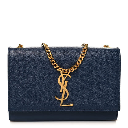Saint Laurent Grain De Poudre Small Classic Monogram Kate Satchel Denim Blue 1 of 9