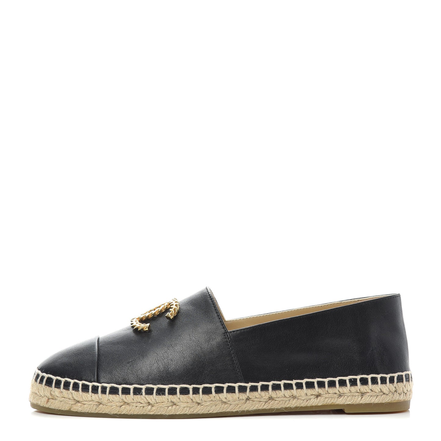 Calfskin Chain CC Espadrilles 39 Black
