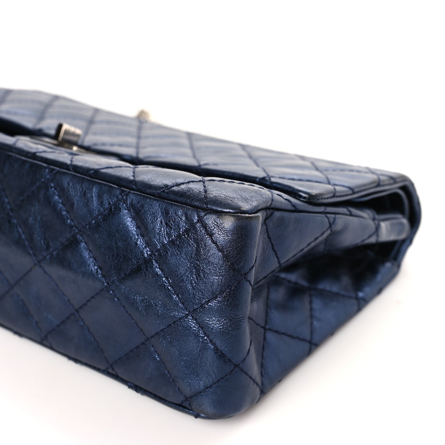Chanel Metallic Aged Calfskin Quilted 2.55 Reissue 226 Flap Dark Navy Blue 9 of 9
