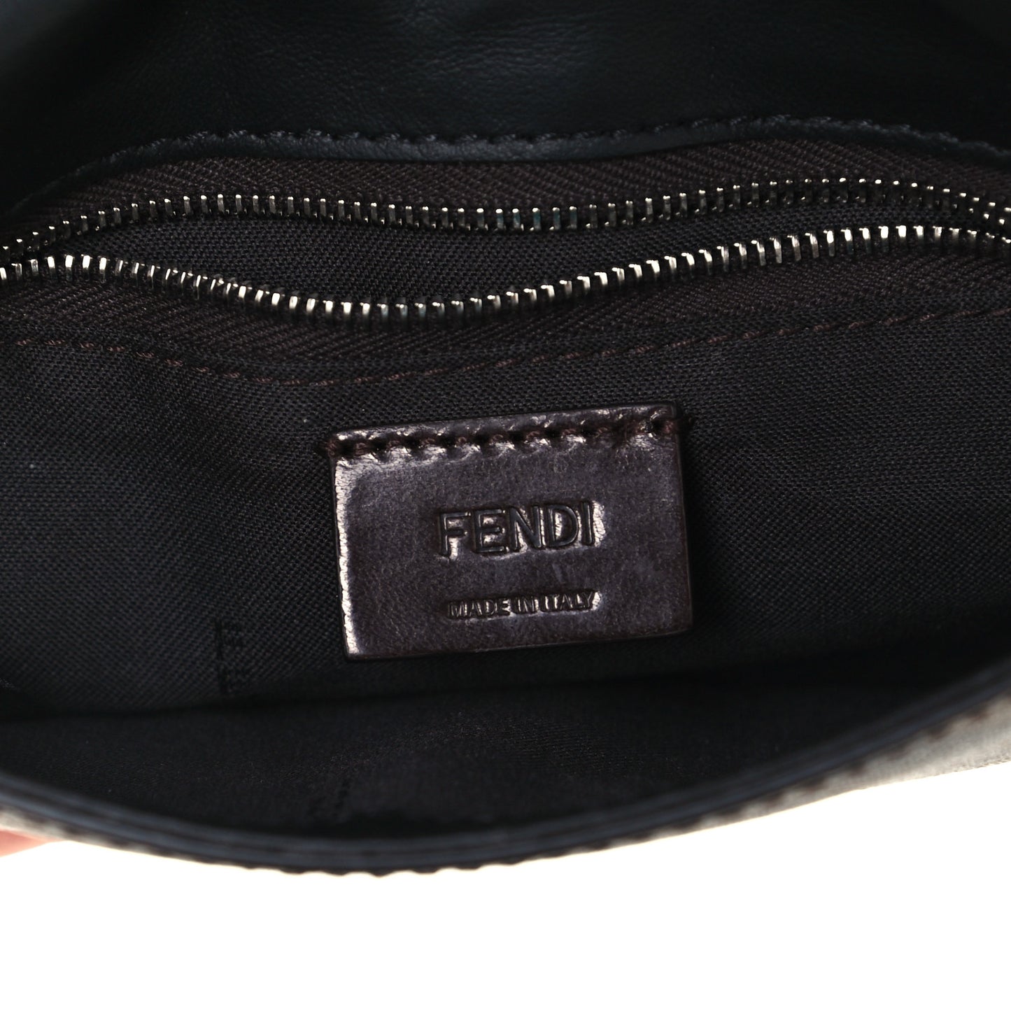 Glazed Fabric Cotton Vitello King Aura FF 1974 Baguette Belt Pouch Tobacco Moro Mimosa Gianda