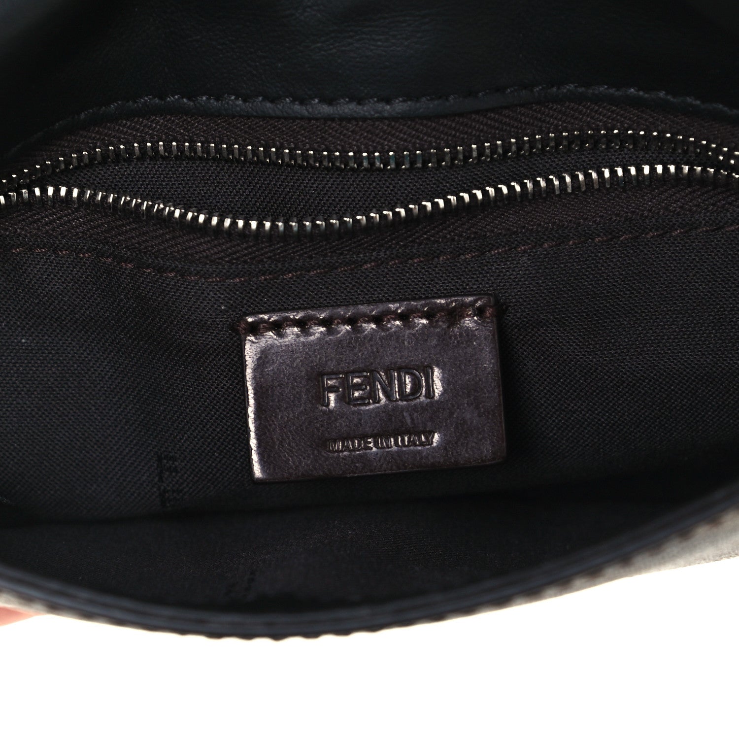 Fendi Glazed Fabric Cotton Vitello King Aura FF 1974 Baguette Belt Pouch Tobacco Moro Mimosa Gianda 6 of 12
