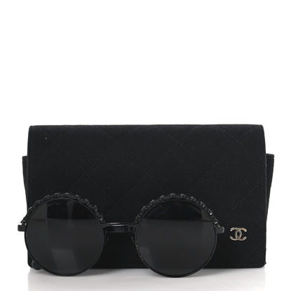 Chanel Metal Calfskin Round Chain Sunglasses 4265-Q Black 7 of 7