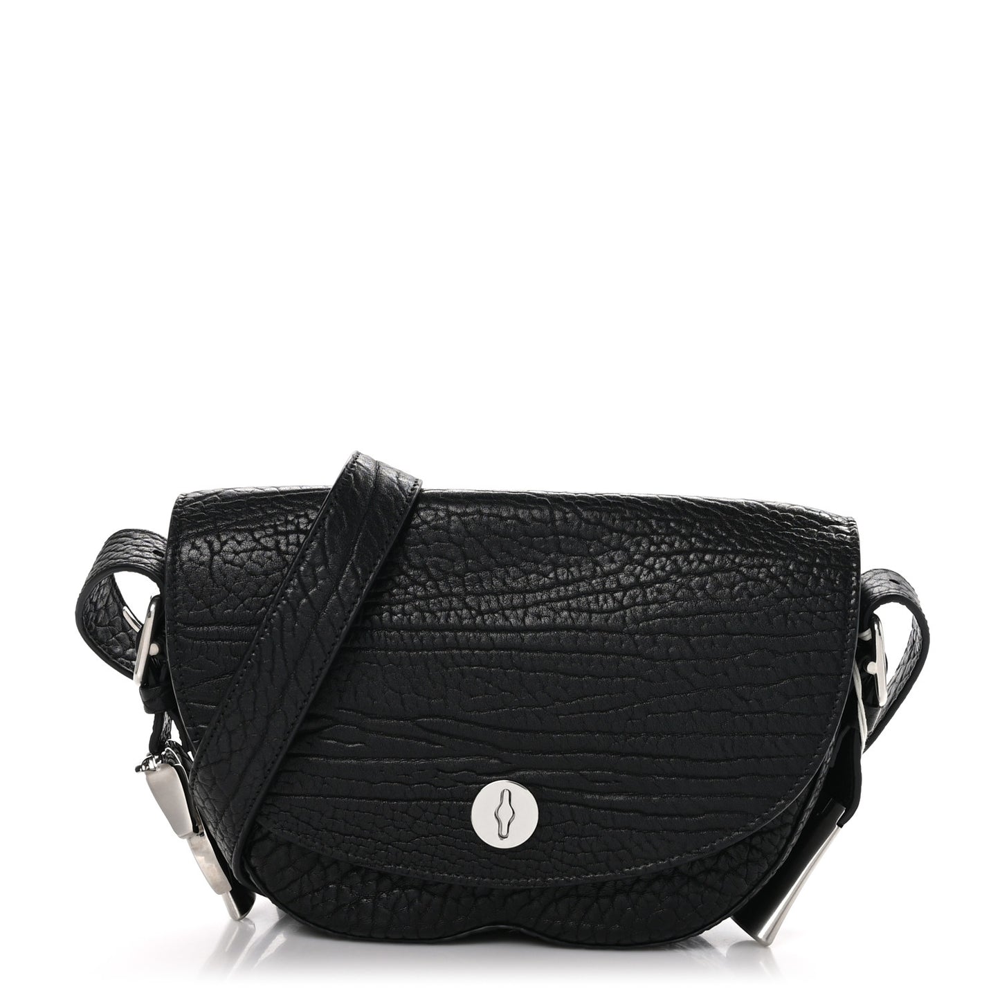 Grain Calfskin Chess Satchel Bag Black