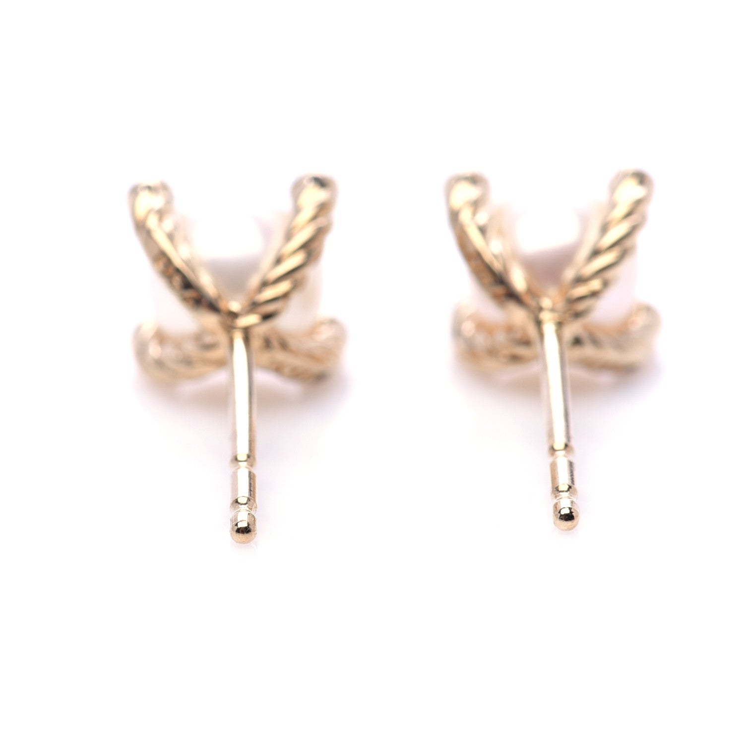 David Yurman 18K Yellow Gold Diamond Pearl 6mm Solari Earrings 4 of 5