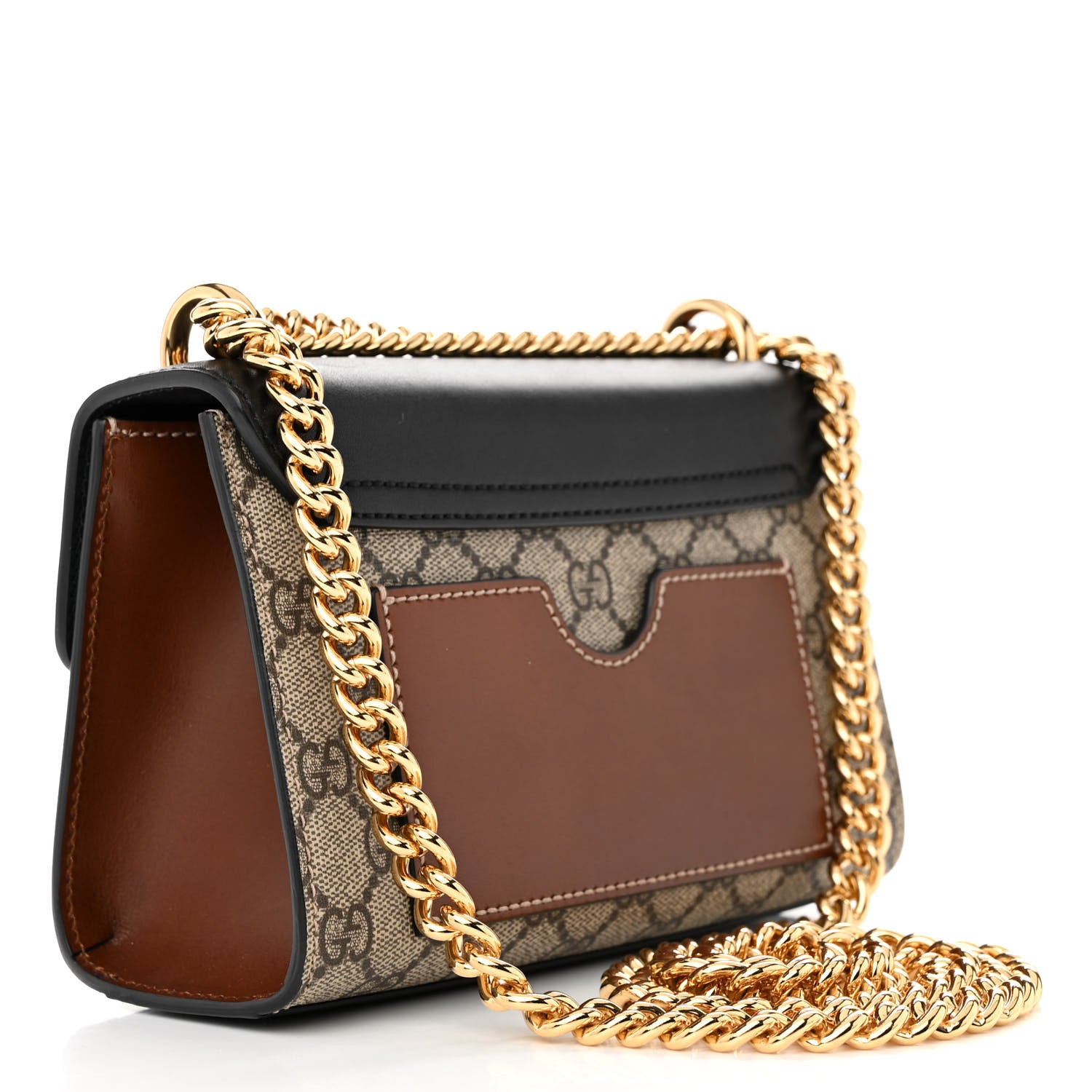 Gucci GG Supreme Monogram Calfskin Small Padlock Shoulder Bag Beige Black Cuir 3 of 14